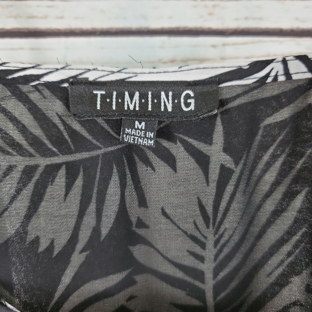 Timing | Sleeveless Palms Print Chiffon Dress - Picture 8 of 8
